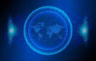 Modern World Map Holograph on Technology Background vector