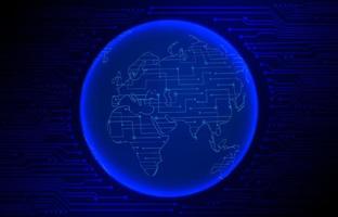 Modern Cybersecurity Technology Background with world globe vector