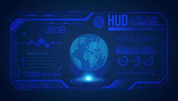 Modern HUD Technology Screen Background with Blue Globe vector