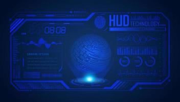 Modern HUD Technology Screen Background with Blue Globe vector
