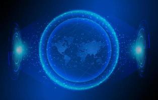 Modern World Map Holograph on Technology Background vector