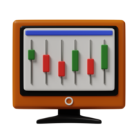 Trading monitor 3d illustration png