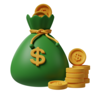 Bag of money 3d illustration png