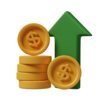 Money value up 3d illustration png