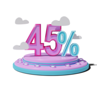 Rabatt 45 Prozent auf transparent Hintergrund 3d Illustration png