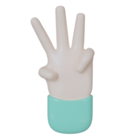 Hand Three Gesture on Transparent background 3d Illustration png