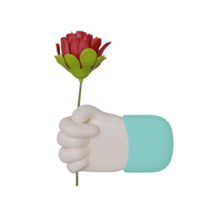 Hand Holding Flower Gesture on Transparent background 3d Illustration png