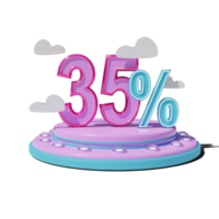 Discount 35 Percent on Transparent background 3d illustration png