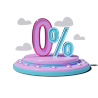 Discount 0 Percent on Transparent background 3d illustration png