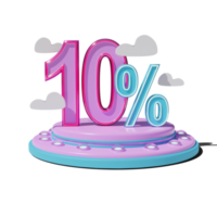 Discount 10 Percent on Transparent background 3d illustration png