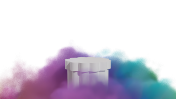 Podium product display with cloud colorful 3d render isolated on transparent background PNG File