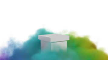 Podium product display with cloud colorful 3d render isolated on transparent background PNG File