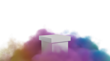 podium produit afficher avec nuage coloré 3d rendre isolé sur transparent Contexte png fichier