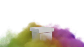 Podium product display with cloud colorful 3d render isolated on transparent background PNG File