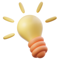 3d cartoon light bulb object icon. Use on business creative idea and brainstorming solution development 3D rendering illustration png