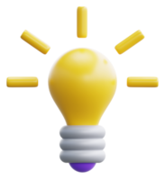 3d dibujos animados linda ligero bulbo objeto icono. utilizar en negocio creativo idea y lluvia de ideas solución desarrollo 3d representación emoji ilustración png