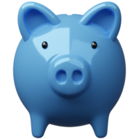 azul porquinho banco, 3d render ilustração. png