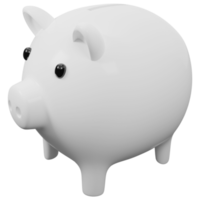 White piggy bank, 3D render illustration. png