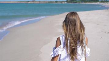 Cute little girl at beach during summer vacation video
