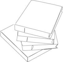 Continuous one line drawing Stack of books. School and office supplies concept. Single line draw design vector graphic illustration.