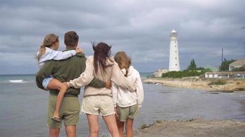 Family of four walk to the lighthouse video