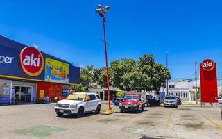 Playa del Carmen Quintana Roo Mexico 2021 Typical street road and cityscape of Playa del Carmen Mexico. photo