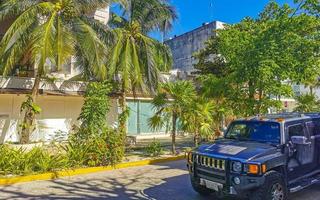 Playa del Carmen Quintana Roo Mexico 2021 Typical street road and cityscape of Playa del Carmen Mexico. photo