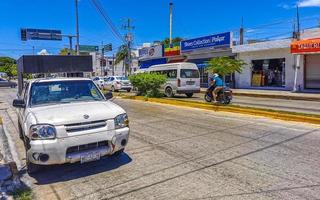 Playa del Carmen Quintana Roo Mexico 2021 Typical street road and cityscape of Playa del Carmen Mexico. photo