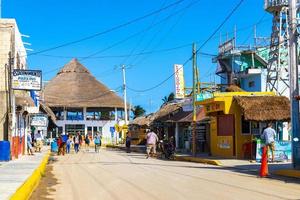 Chequila Quintana Roo Mexico 2021 Small village port ferry road houses people cars Chiquila Mexico. photo