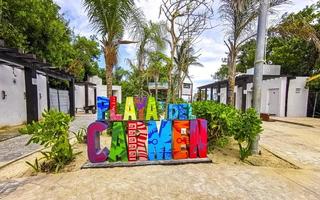 Playa del Carmen Quintana Roo Mexico 2021 Colorful Playa del Carmen lettering sign symbol on beach Mexico. photo