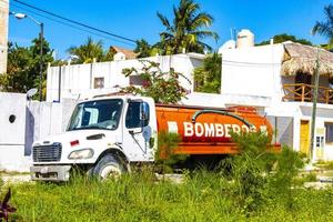 Holbox Quintana Roo Mexico 2021 Mexican fire truck is outside on Holbox island Mexico. photo