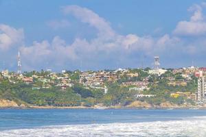 Extremely huge big surfer waves at beach Puerto Escondido Mexico. photo