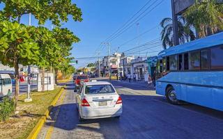 Playa del Carmen Quintana Roo Mexico 2021 Typical street road and cityscape of Playa del Carmen Mexico. photo