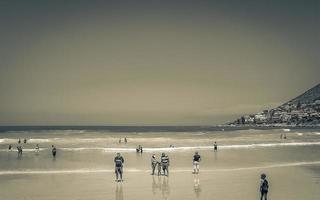 Cape Town Western Cape South Africa 2018 People and tourism Fish Hoek Beach False Bay Cape Town. photo