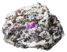 piece of mineral stone with Corundum crystals photo
