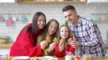 Happy family bake cookies for Christmas video