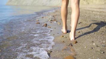 Cute little girl at beach during summer vacation video