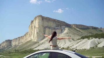 feliz mulher em verão carro período de férias video