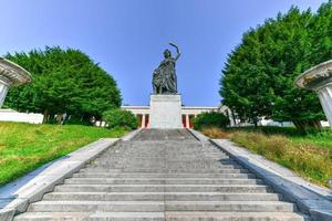 Bavaria Statue and Ruhmeshalle  Hall of Fame  in Munich, Germany, Theresienwiese. The statue was built in 1850. photo