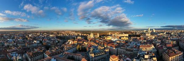 Aerial view of the Almudena Cathedral and the Royal Palace of Madrid in Spain. photo