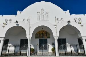 Famous Orthodox Metropolitan Cathedral Church of Candlemas of The Lord in Fira, Santorini island, Cyclades, Greece photo