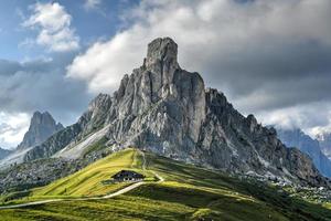Panoramic view of Passo Giau in the Dolomite Mountains of Italy. photo