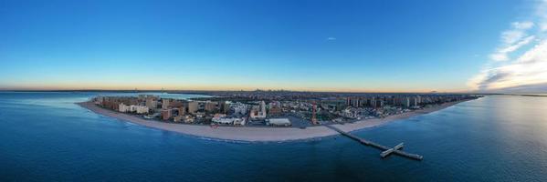 Aerial view along Coney Island in Brooklyn, New York at sunrise. photo