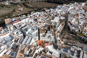 Andalusian town of Vejer de la Frontera with beautiful countryside on on a sunny day, Cadiz province, Andalusia.