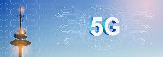 concepto de futuro tecnología 5g red sistemas y Internet. 3d ilustración foto