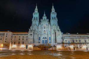 Santiago de Compostela cathedral, facade del Obradoiro empty of people. photo