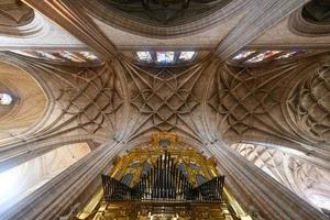 Segovia, Spain - Nov 27, 2021, Ancient architecture ceiling of Cathedral of Segovia interior view in Spain. photo