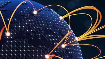 Globalization and communication concept. Earth and luminous rays. 3d rendering photo