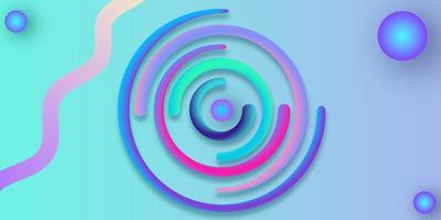 Abstract shapes on colorful trendy background. Modern fluid colorful gradient geometric figures in the shape of swirl on gradient background. photo