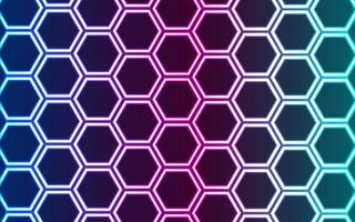 neon hexagon pattern. colorful background with hexagonal background. photo